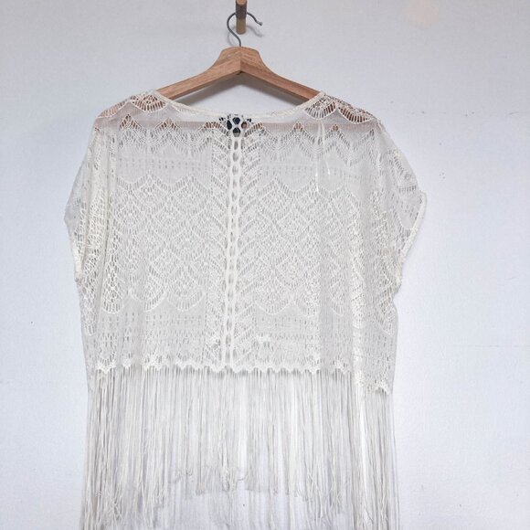 Sheer White Lace Crochet Beachware Coverup Top - Picture 10 of 10